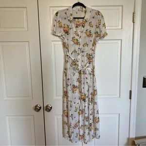 Mango floral shirt dress, maxi length, viscose sun dress